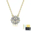 Collar de plata S925 con colgante floral redondo para la clavícula para mujer, colgante floral completo de piedra de lujo ligero, accesorio de cuello versátil de estilo nicho