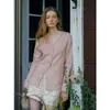 Camisa de Encaje de Ramio 100% Natural Sesen Limpio de Doble Capa con Cuello en V Ligeramente Transparente Transpirable Protección Solar