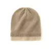Nuevos gorros de cachemir bicolor para otoño e invierno para mujer, gorros de punto de cachemir para hombre, gorros casuales, gorros sin pompón, gorros tipo turbante, gorros para proteger los oídos