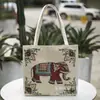 Bolsa de Tecido para Sofá Estilo Novo com Fio Dourado, Bolsa de Ombro, Bolsa Tote de Grande Capacidade, Bolsa de Lona, Bolsa de Mão para Compras, Zíper Único, Alça Branca