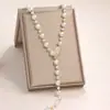 Corrente de suéter de pérolas leve e luxuosa, versátil, de alta qualidade, outono e inverno, colar longo, acessórios de roupas femininas, joias, atacado