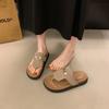 Sandalias de Moda de Punta Gruesa Primavera 2025 Nuevas Chanclas con Cierre Metálico para Exterior Vacaciones en la Playa Zapatos de Mujer