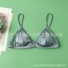 Ropa Interior Francesa de Copa Triangular de Seda para Mujer Seda de Morera Sexy Básica Ultradelgada Almohadilla de Pecho Desmontable Verano