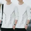 [Destacado] Camiseta de manga larga para hombre, adecuada para primavera y otoño, estilo casual, cuello redondo, corte holgado, transpirable, versátil y ligera, camiseta interior