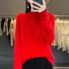 Ropa Lista para Usar Capa Base Otoño Invierno Versátil Cuello Medio Alto Estilo Nuevo para Mujer Moda de Primera Línea Tejido de Punto Top Manga Larga Hueco
