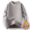 Directo de Fábrica Nuevo Suéter para Hombre de Punto Redondo Otoño/Invierno con Terciopelo Grueso Cálido Casual Prenda Base Moderna No