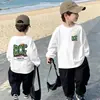 Camiseta de Manga Longa Infantil 2026 Novo Estilo Bebê Primavera Algodão Puro Camada Base Roupa Externa Desenho Animado Esportes para Meninos T