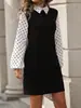 Vestido Largo de Manga Larga con Lunares y Bloques de Color Elegante Ceñido a la Cintura Adelgazante, Moda Femenina Transfronteriza Europea y Americana Otoño 2026