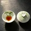Juego de Tazas de Té con Flor de Loto Pintada a Mano, Caja de Regalo para Beber Té, Taza de Té de Cerámica 'Amor', Regalo de San Valentín