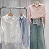 Camisa Branca Fina de Renda Vazada para Primavera e Outono de 2026 para Mulheres, Cardigã Estiloso Solto com Proteção Solar, Blusa Única