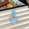 Nuevo Colgante de Llave de Corazón Mariposa Pintura al Óleo Transparente Estilo Bosque Corazón de Niña Colgante Hermoso Regalo Creativo para Estudiantes