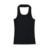 Camisola Sexy Halter sin Mangas para Mujeres Europeas y Americanas, Sexy, Corta, Ajustada, Delantera y Trasera de Dos Largos, Chaleco Halter