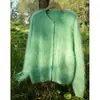 Cárdigan de punto para mujer 100% cachemir puro, de un solo pecho, tejido de ochos, cuello redondo, cepillado, corte holgado, adelgazante, top grueso de abrigo
