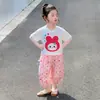Conjunto de Verano para Niñas 2026 Nuevo Elegante Casual Infantil Delgado de Manga Corta a la Moda Conjunto de Dos Piezas de Verano para Bebés Niñas