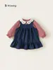Ropa para niños Bangxuan nuevo conjunto dulce de otoño, conjunto de dos piezas para niños, camisa a cuadros, falda de mezclilla para bebé niña, conjunto de faldas para niñas