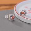Un Ciervo Plata Esterlina S925 Plata Aretes Huecos Ruyi Chinos Retro Antiguos Nuevos Jaspe Hetian Rojo del Sur Aretes de Plata