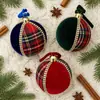 Enfeite de bola de Natal de 8 cm mais vendido da Amazon, decoração de árvore de Natal, bola de espuma xadrez de tecido embrulhada para o Natal