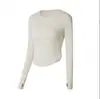 Otoño e Invierno Nuevo Top Deportivo de Canalé Traje de Fitness para Mujer con Almohadilla en el Pecho Running Desnudo Manga Larga Ajustado Adelgazante Traje de Yoga
