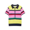 Atacado de Roupas Femininas Transfronteiriças Estilo Europeu e Americano Verão 2026 Nova Moda Camisa Polo de Tricô Listrada 3653015