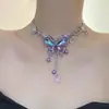 Colar de Corrente para Clavícula Feminino de Verão Novo Super Fada com Borboleta e Franjas de Miçangas, Design de Nicho, Artesanato Pesado, Estilo Doce e Cool
