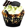 Halloween Hollow Preto Papel Cupcake Envolvente Teia de Aranha Castelo Abóbora Bruxa Fantasma Ponto Atacado