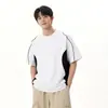 Camiseta Masculina NASA Cor Color Block Patchwork Manga Curta Verão 2026 Nova Solta Casual para Meninos Camiseta Pesada