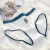 Roupa Íntima Feminina Estilo Ursinho Fofo Algodão Puro Forro Respirável Amigo da Pele Cintura Média Cobertura do Quadril Calcinha para Estudante