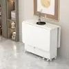 Mesa de comedor plegable para uso doméstico, adecuada para espacios pequeños, móvil con ruedas, rectangular, ultradelgada, mesa de comedor multifuncional para comedores y dormitorios