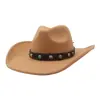 Chapéu de Lã Ocidental Novo Outono e Inverno Transfronteiriço para Homens e Mulheres, Chapéu de Cowboy Coração de Pêssego, Chapéu de Pescador, Chapéu de Aba Larga, Cartola, Chapéu de Jazz