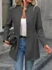 Estilo Europeu e Americano 2025 Novo Amazon Transfronteiriço Moda Feminina Outono e Inverno Gola Lapela Slim Lã Cor Sólida Fashionável e Elegante