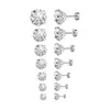 Brincos de tarracha em aço inoxidável com zircônia de quatro garras, studs integrados minimalistas para cartilagem da orelha, brincos de luxo leve de alta qualidade com bolinhas redondas, discos redondos e borboletas