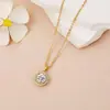 Em estoque Venda Quente de Alta Qualidade Versátil Temperamento Geométrico Redondo Pingente de Colar de Diamante Personalizado Moda Cadeia de Osso de Nicho com Fecho