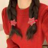 Horquilla de estrella roja para Año Nuevo, bonita horquilla festiva de Año Nuevo, accesorios para el cabello con clip lateral, tocado, flequillo a cuadros vintage.