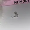 Brinco Pendente Floco de Neve Cruz Rosa Aço Titânio Doce Diamante Flash Amor Argola de Orelha Empilhado com Brincos de Pino de Orelha Nicho Mulheres