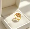 Palacio Guochao Estilo Color Esmalte Flores Ricas Como Brocado Anillo Retro Socialité Geométrico Rombo Articulación del Dedo Joyería para Viajes de Vacaciones