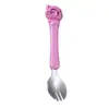 Set de Vajilla Infantil de Acero Inoxidable Mango Corto Cuchara Suplementaria para Comida de Bebé Lindo Bebé Comiendo Tenedor Cuchara Palillos Set de Tres Piezas