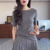 Camiseta Base de Hilo Yangzi 30% Lana Peinada Fina de Hong Kong y American Apparel/Primavera y Verano de Canalé 18 Gauge con Costuras Integradas
