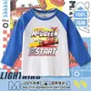 Ropa con temática del coche Rayo McQueen para niños pequeños, tops finos de primavera y otoño, camiseta de algodón para niños con mangas raglán largas, moderna