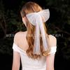 Velo Pequeño con Lazada para Novia, Sencillo con Perlas y Pedrería para Sesión de Fotos, Fotos de Boda, Tocados de Alta Gama para Boda
