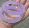 Pulsera de Calcedonia Violeta Brasileña Color Gradiente Té de Leche de Taro Lichi Congelado Morado Claro Ágata Lavanda Pulsera