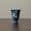 Mi Yan Sha Azul Cerâmica Artesanal Caneca de Chá Perfumada Vintage Caneca de Chá com Pé Alto Caneca de Mestre Doméstica Caneca Única Simples