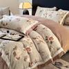 Conjunto de Quatro Peças de Veludo Leite Dupla Face de Alta Densidade para Outono e Inverno Luxo Leve Cobertor Acolchoado Quente de Coral Fleece Lençol de Cama Veludo Francês