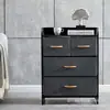 Gabinete de Almacenamiento para Baño Dormitorio Sala de Estar Mesa de Noche Gabinete de Acabado Caja de Almacenamiento Caja de Tela No Tejida Gabinete de 4 Cajones Gris