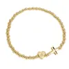 Pulsera de Cobre con Letras del Alfabeto de 26 Letras, Forma de Cruz, Estilo Minimalista Europeo y Americano Transfronterizo, Versátil para Uso Diario, Moderna y Única, Pulsera para Mujer Apilable