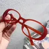 Óculos Antiluz Azul Elegantes com Armação Oval Vermelha da Moda para Mulheres, Armações Estilo Coreano para Estudantes, Podem Ser Personalizados com Receita