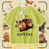 2026 Novo Plano de Transformação do Castor Camiseta Infantil de Algodão Puro Manga Curta Verão Desenho Animado Tendência Top para Meninos e Meninas