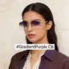 Gafas de sol sin montura europeas y americanas transfronterizas, Gafas de sol de marca de vanguardia con patillas de resorte para mujer, Gafas de sol de moda de alta gama con degradado para hombre