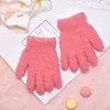 Guantes Cálidos de Color Sólido de Cinco Dedos de Media Caña para Niños de Otoño e Invierno, Guantes Protectores de Lana Tejida Simples de Color para Exteriores