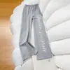 Pantalones deportivos casuales de pierna recta con estampado de letras estilo americano, nuevos pantalones para mujer con cordón, pantalones de pierna ancha, corte holgado, versátiles y que estilizan, pantalones largos