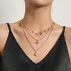Collar con colgante de media luna con ojos de diamantes y tubo curvo, joyería transfronteriza europea y americana, collar personalizado con flores de moda muy vendido para mujer